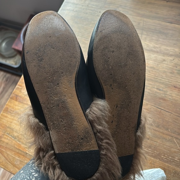 rare 
Gucci Black Leather and Fur Tiger Embroidered Princetown Mules Size 40 1/2 - Picture 4 of 5